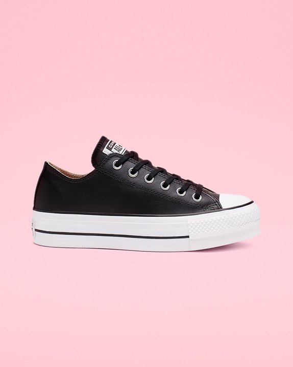 Converse Chuck Taylor All Star Platform Cuero Low Top Negras | A26055I